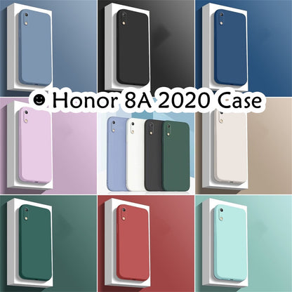 For Honor 8A 2020 Cover Drop and wear resistant Silicone Full Case Classic Simple Solid Color Phone Case Cover