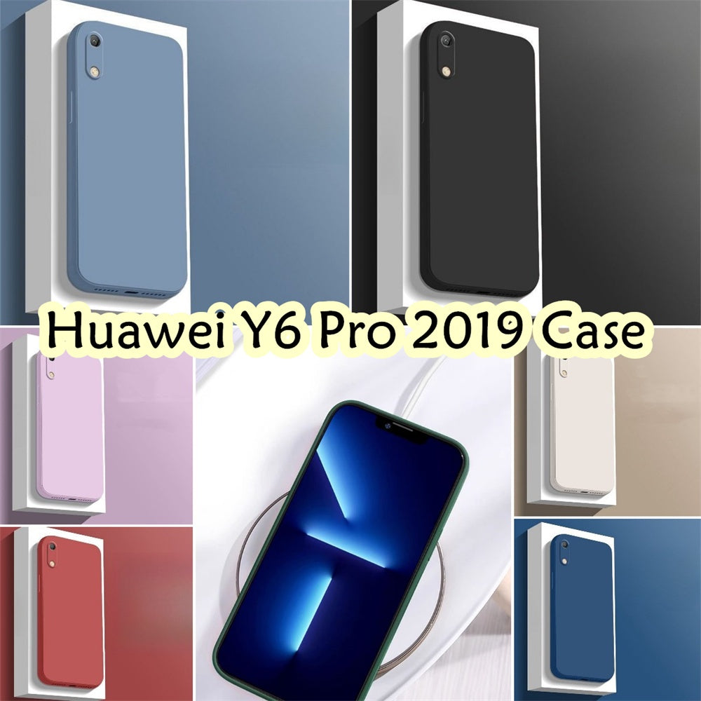 For Huawei Y6 Pro 2019 Cover Drop and wear resistant Silicone Full Case Classic Simple Solid Color Phone Case Cover