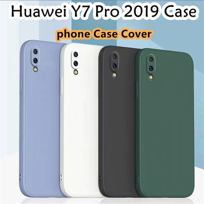 For Huawei Y7 Pro 2019 Cover Drop and wear resistant Silicone Full Case Classic Simple Solid Color Phone Case Cover