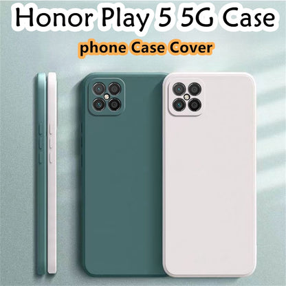 For Honor Play 5 5G Cover Drop and wear resistant Silicone Full Case Classic Simple Solid Color Phone Case Cover