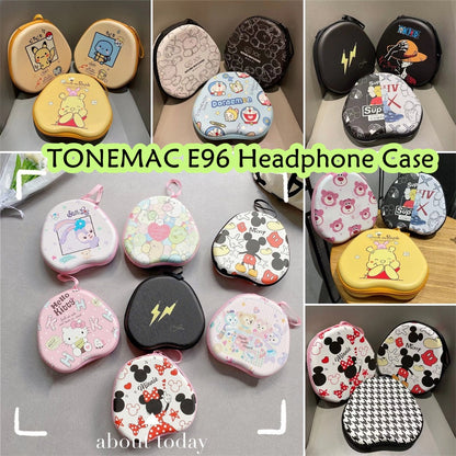 For TONEMAC E96 Headphone Case Cartoon Creative Patterns Headset Earpads Storage Bag Casing Box