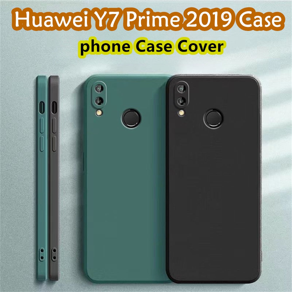 For Huawei Y7 Prime 2019 Cover Drop and wear resistant Silicone Full Case Classic Simple Solid Color Phone Case Cover