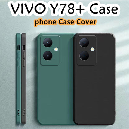 For VIVO Y78+ Cover Drop and wear resistant Silicone Full Case Classic Simple Solid Color Phone Case Cover