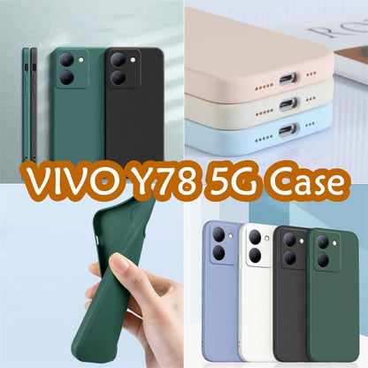 For VIVO Y78 5G Cover Drop and wear resistant Silicone Full Case Classic Simple Solid Color Phone Case Cover