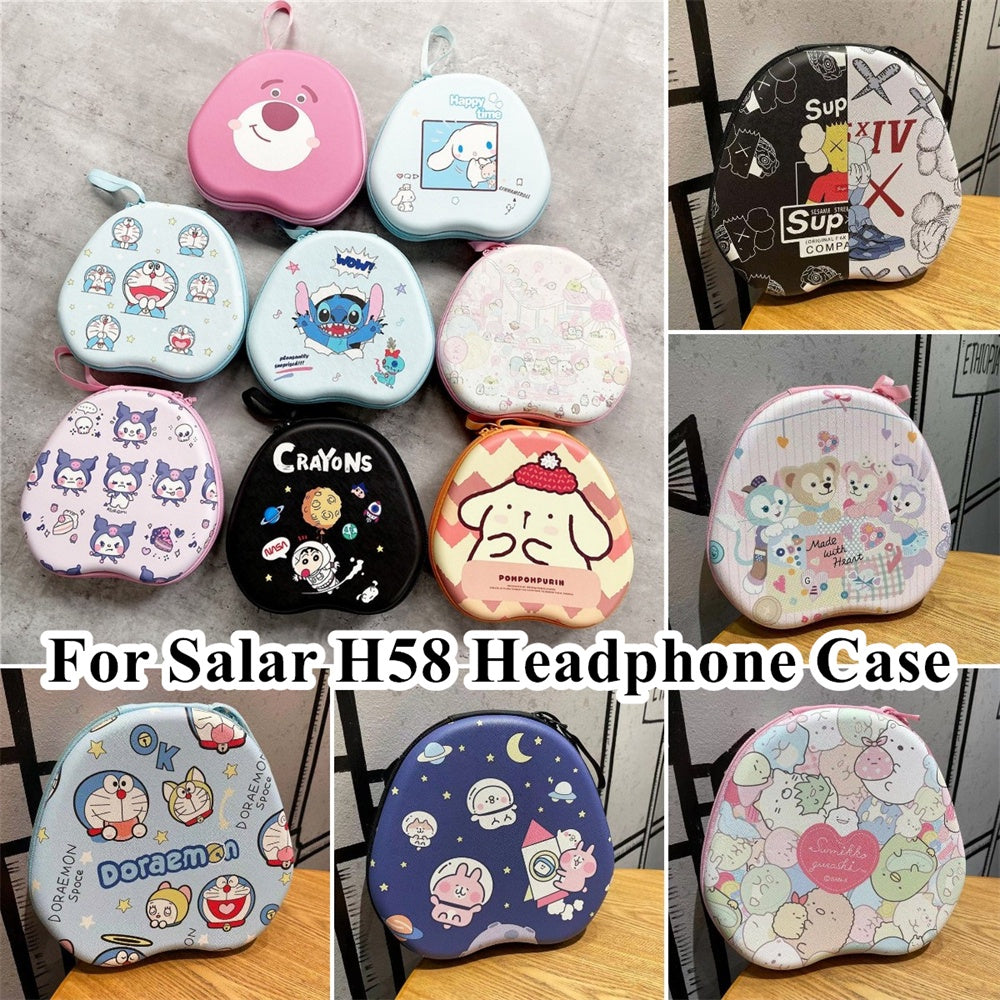 For Salar H58 Headphone Case Cartoon Creative Patterns Headset Earpads Storage Bag Casing Box