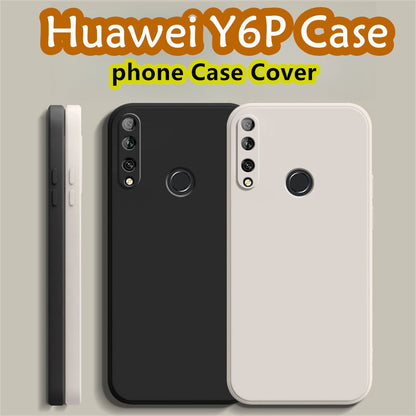For Huawei Y6P Cover Drop and wear resistant Silicone Full Case Classic Simple Solid Color Phone Case Cover