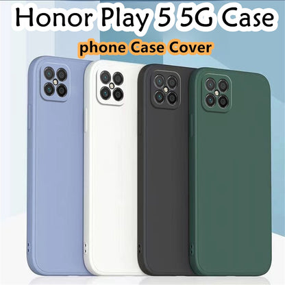 For Honor Play 5 5G Cover Drop and wear resistant Silicone Full Case Classic Simple Solid Color Phone Case Cover