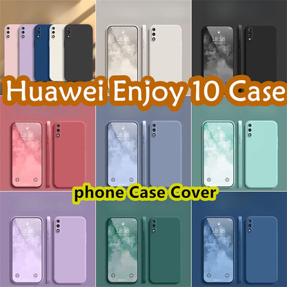 For Huawei Enjoy 10 Cover Drop and wear resistant Silicone Full Case Classic Simple Solid Color Phone Case Cover