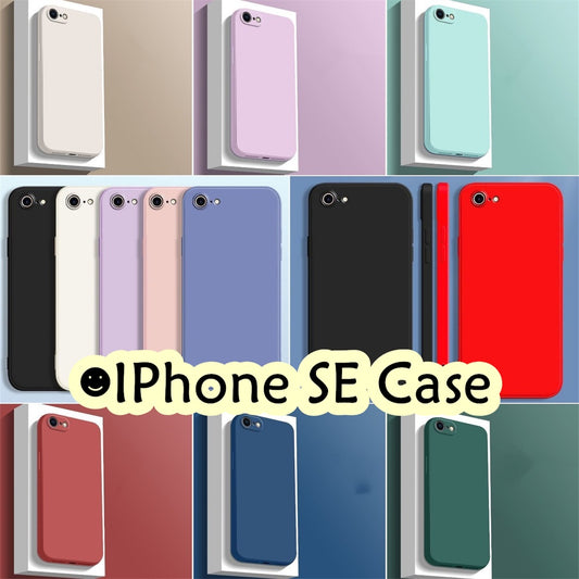 For IPhone SE Cover Drop and wear resistant Silicone Full Case Classic Simple Solid Color Phone Case Cover