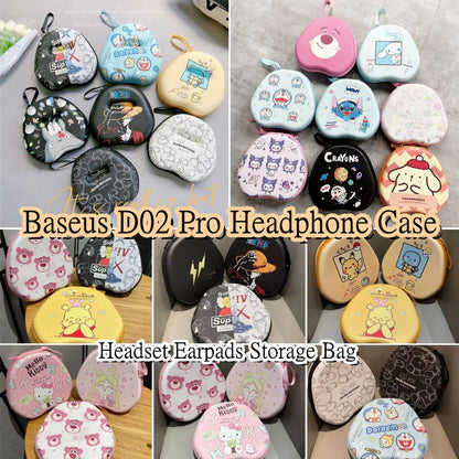 For Baseus D02 Pro Headphone Case Cartoon Creative Patterns Headset Earpads Storage Bag Casing Box