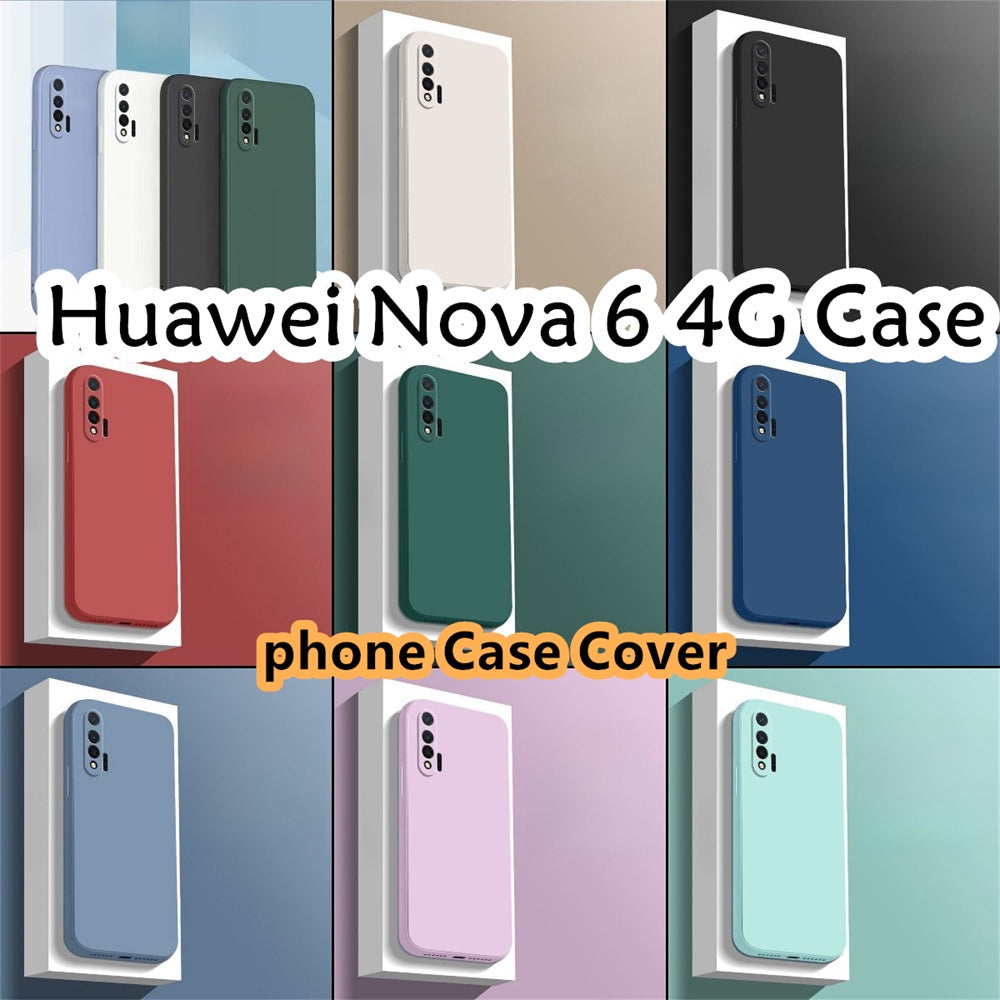 For Huawei Nova 6 4G Cover Drop and wear resistant Silicone Full Case Classic Simple Solid Color Phone Case Cover