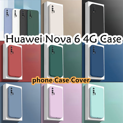 For Huawei Nova 6 4G Cover Drop and wear resistant Silicone Full Case Classic Simple Solid Color Phone Case Cover