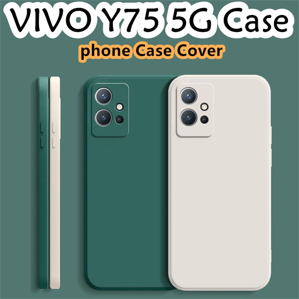 For VIVO Y75 5G Cover Drop and wear resistant Silicone Full Case Classic Simple Solid Color Phone Case Cover