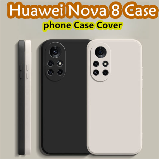 For Huawei Nova 8 Cover Drop and wear resistant Silicone Full Case Classic Simple Solid Color Phone Case Cover