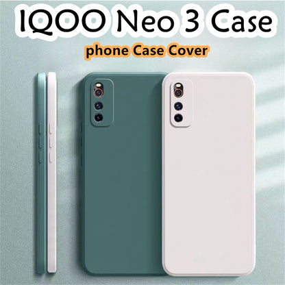 For IQOO Neo 3 Cover Drop and wear resistant Silicone Full Case Classic Simple Solid Color Phone Case Cover
