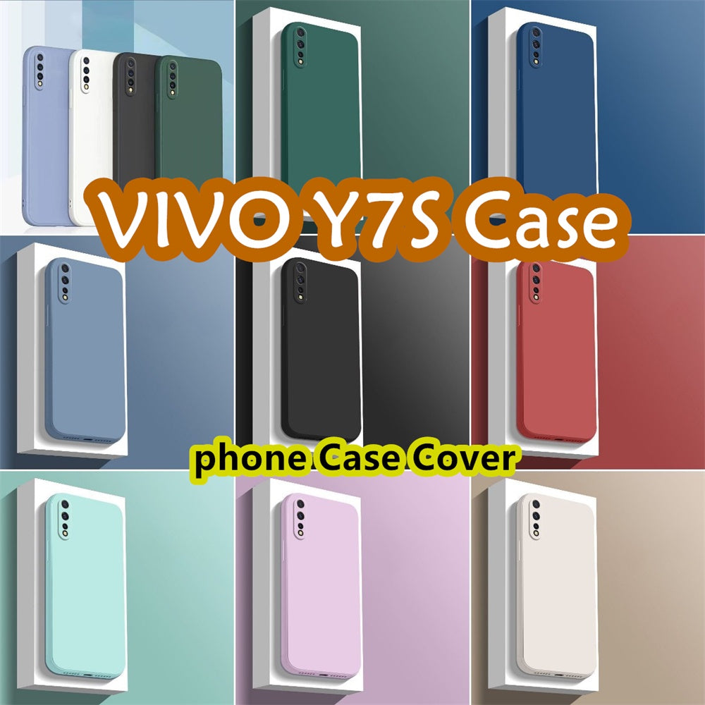 For VIVO Y7S Cover Drop and wear resistant Silicone Full Case Classic Simple Solid Color Phone Case Cover