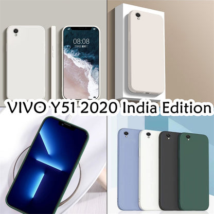 For VIVO Y51 2020 Cover Drop and wear resistant Silicone Full Case Classic Simple Solid Color Phone Case Cover