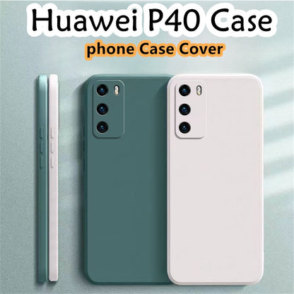 For Huawei P40 Cover Drop and wear resistant Silicone Full Case Classic Simple Solid Color Phone Case Cover