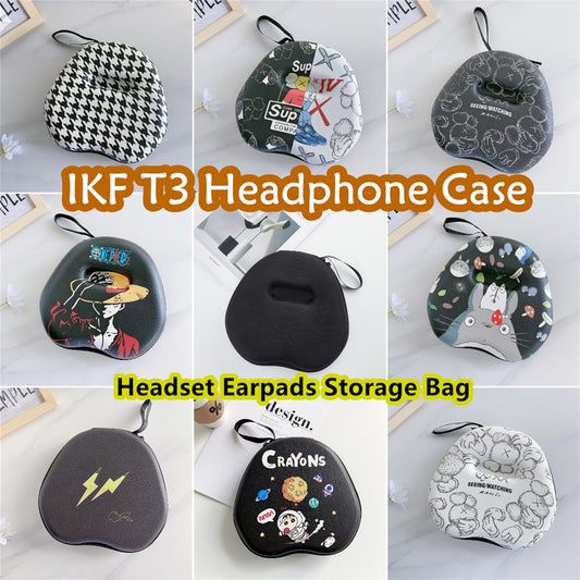 For IKF T3 Headphone Case Cartoon Creative Patterns Headset Earpads Storage Bag Casing Box