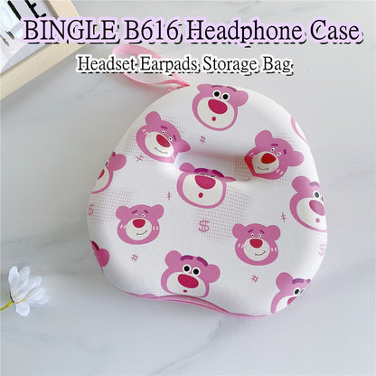 For BINGLE B616 Headphone Case Cartoon Creative Patterns Headset Earpads Storage Bag Casing Box