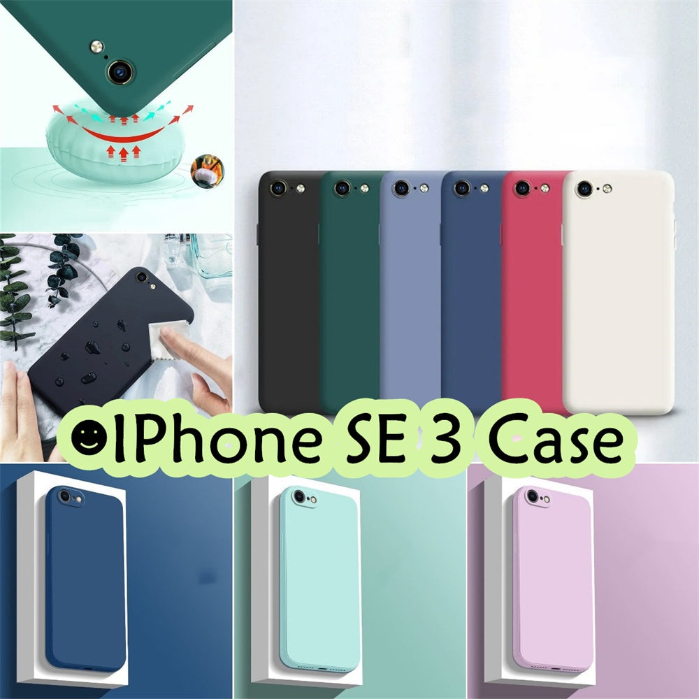 For IPhone SE 3 Cover Drop and wear resistant Silicone Full Case Classic Simple Solid Color Phone Case Cover