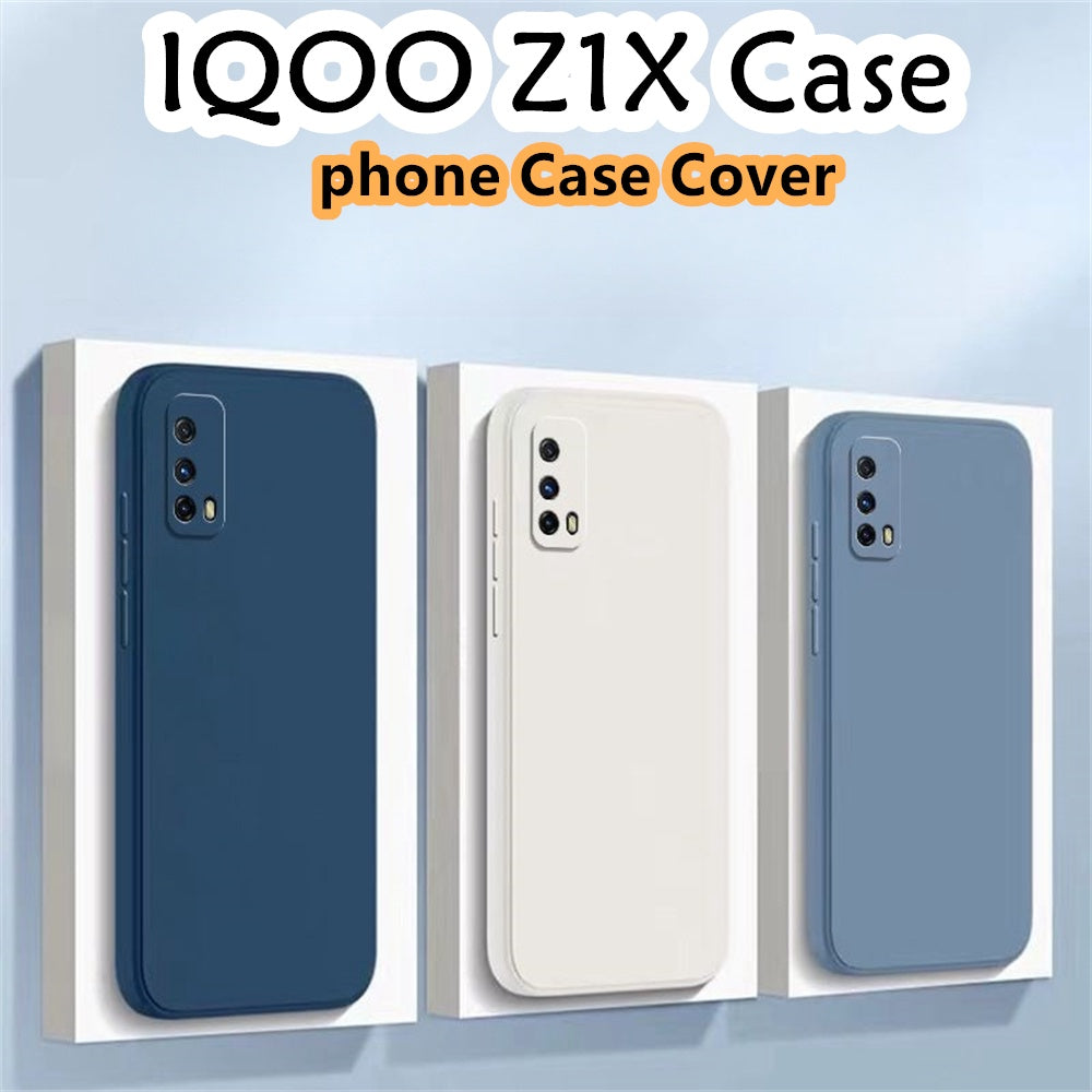 For IQOO Z1X Cover Drop and wear resistant Silicone Full Case Classic Simple Solid Color Phone Case Cover