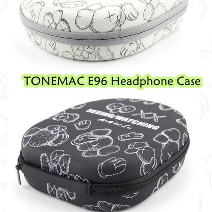 For TONEMAC E96 Headphone Case Cartoon Creative Patterns Headset Earpads Storage Bag Casing Box