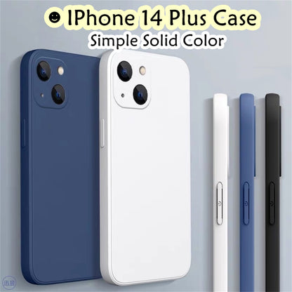 For IPhone 14 Plus Cover Drop and wear resistant Silicone Full Case Classic Simple Solid Color Phone Case Cover