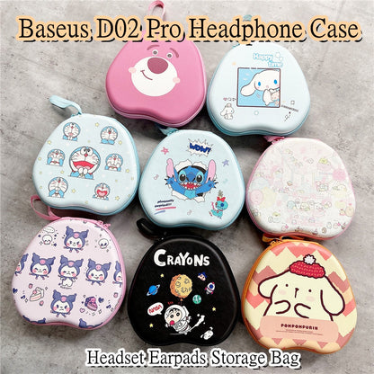 For Baseus D02 Pro Headphone Case Cartoon Creative Patterns Headset Earpads Storage Bag Casing Box