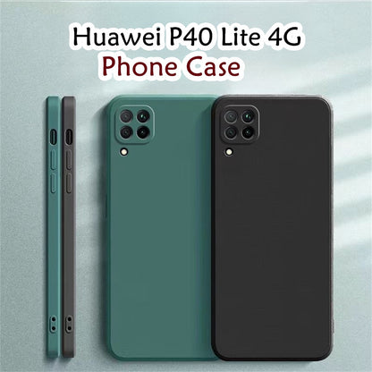 For Huawei P40 Lite 4G Cover Drop and wear resistant Silicone Full Case Classic Simple Solid Color Phone Case Cover