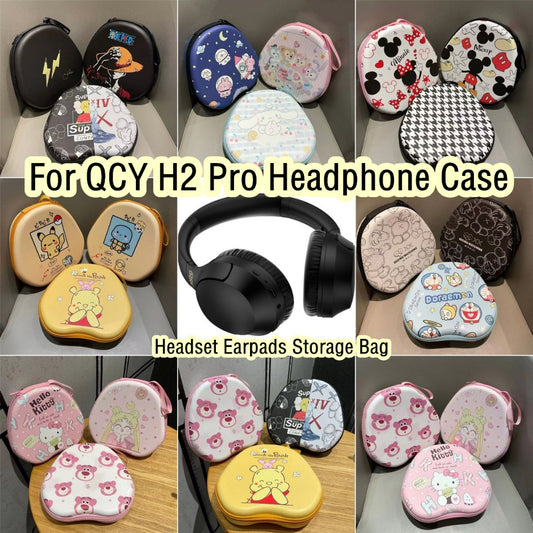 For QCY H2 Pro Headphone Case Cartoon Creative Patterns Headset Earpads Storage Bag Casing Box