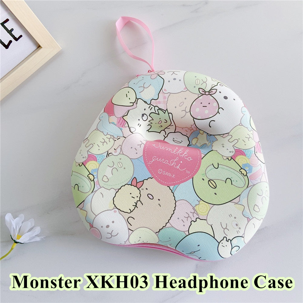 For Monster XKH03 Headphone Case Cartoon Creative Patterns Headset Earpads Storage Bag Casing Box