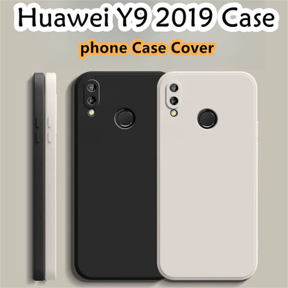 For Huawei Y9 2019 Cover Drop and wear resistant Silicone Full Case Classic Simple Solid Color Phone Case Cover