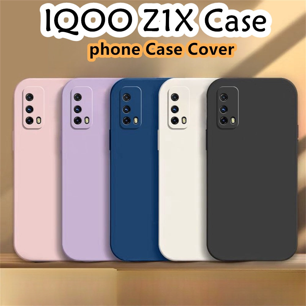 For IQOO Z1X Cover Drop and wear resistant Silicone Full Case Classic Simple Solid Color Phone Case Cover