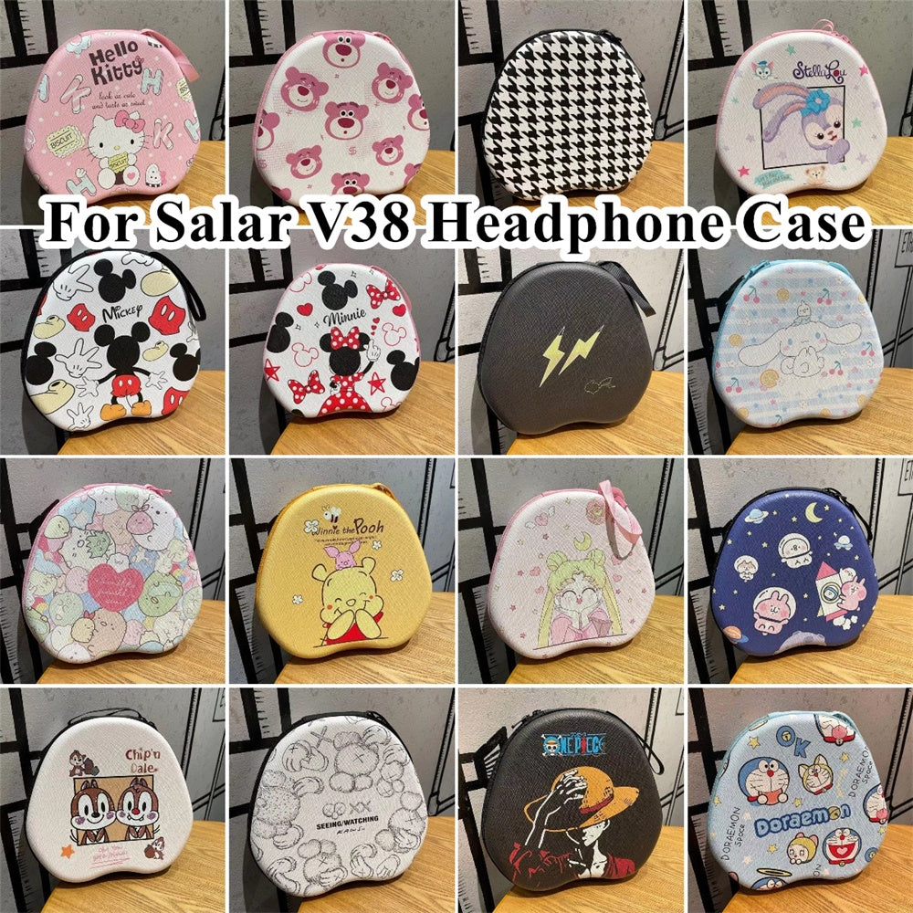 For Salar V38 Headphone Case Cartoon Creative Patterns Headset Earpads Storage Bag Casing Box