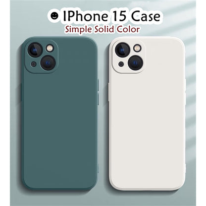 For IPhone 15 Cover Drop and wear resistant Silicone Full Case Classic Simple Solid Color Phone Case Cover