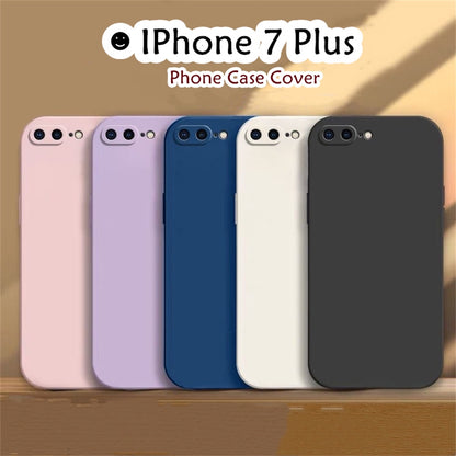For IPhone 7 Plus Cover Drop and wear resistant Silicone Full Case Classic Simple Solid Color Phone Case Cover