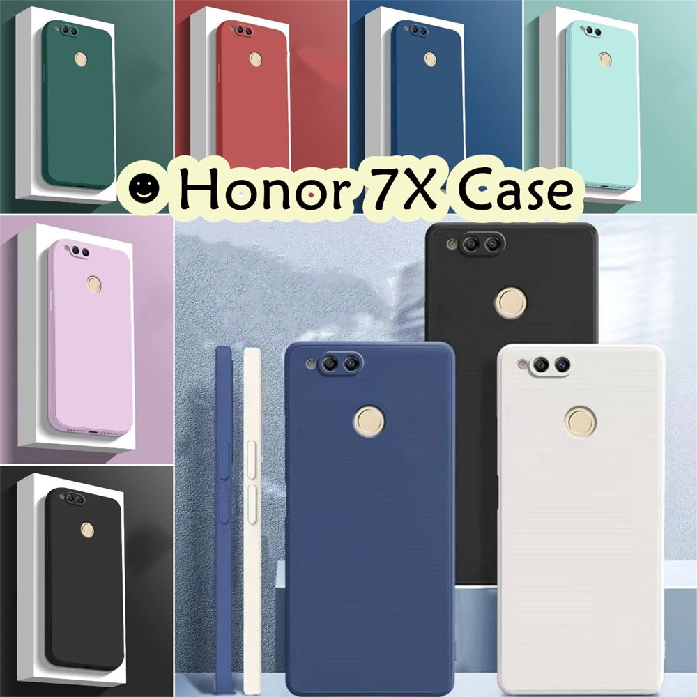 For Honor 7X Cover Drop and wear resistant Silicone Full Case Classic Simple Solid Color Phone Case Cover