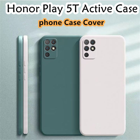 For Honor Play 5T Active Cover Drop and wear resistant Silicone Full Case Classic Simple Solid Color Phone Case Cover
