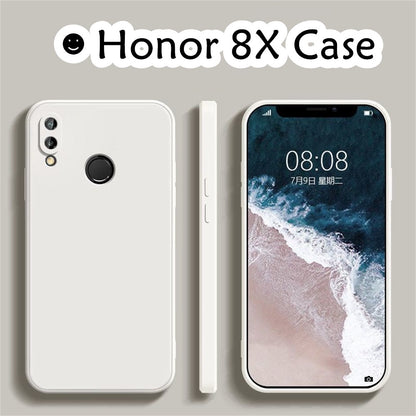 For Honor 8X Cover Drop and wear resistant Silicone Full Case Classic Simple Solid Color Phone Case Cover
