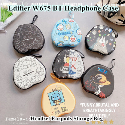 For Edifier W675 BT Headphone Case Cartoon Creative Patterns Headset Earpads Storage Bag Casing Box