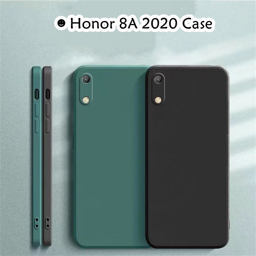 For Honor 8A 2020 Cover Drop and wear resistant Silicone Full Case Classic Simple Solid Color Phone Case Cover