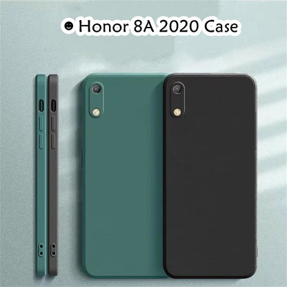 For Honor 8A 2020 Cover Drop and wear resistant Silicone Full Case Classic Simple Solid Color Phone Case Cover