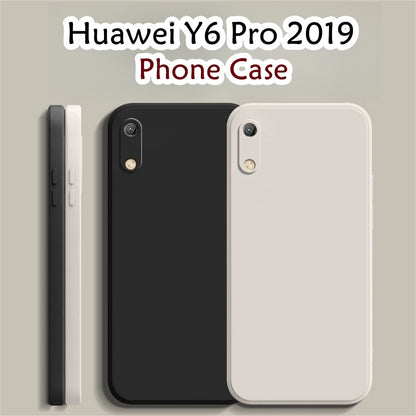 For Huawei Y6 Pro 2019 Cover Drop and wear resistant Silicone Full Case Classic Simple Solid Color Phone Case Cover