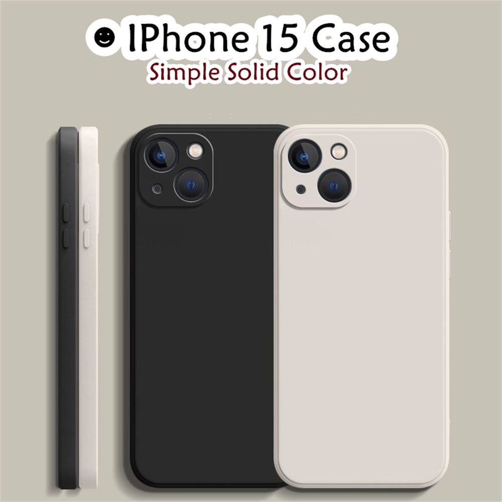 For IPhone 15 Cover Drop and wear resistant Silicone Full Case Classic Simple Solid Color Phone Case Cover