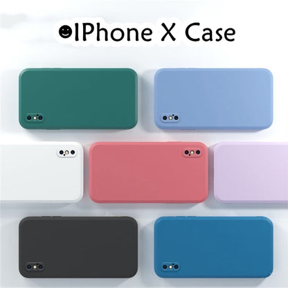 For IPhone X Cover Drop and wear resistant Silicone Full Case Classic Simple Solid Color Phone Case Cover