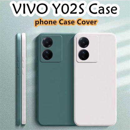 For VIVO Y02S Cover Drop and wear resistant Silicone Full Case Classic Simple Solid Color Phone Case Cover