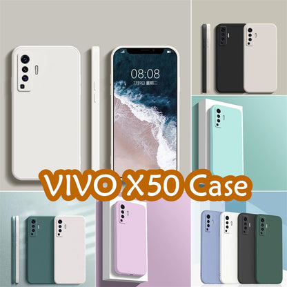 For VIVO X50 Cover Drop and wear resistant Silicone Full Case Classic Simple Solid Color Phone Case Cover