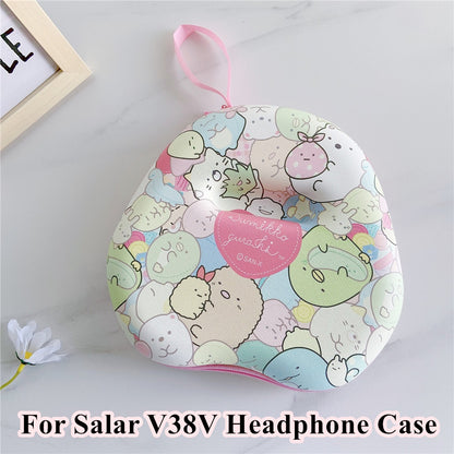 For Salar V38V Headphone Case Cartoon Creative Patterns Headset Earpads Storage Bag Casing Box