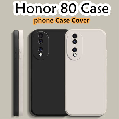For Honor 80 Cover Drop and wear resistant Silicone Full Case Classic Simple Solid Color Phone Case Cover